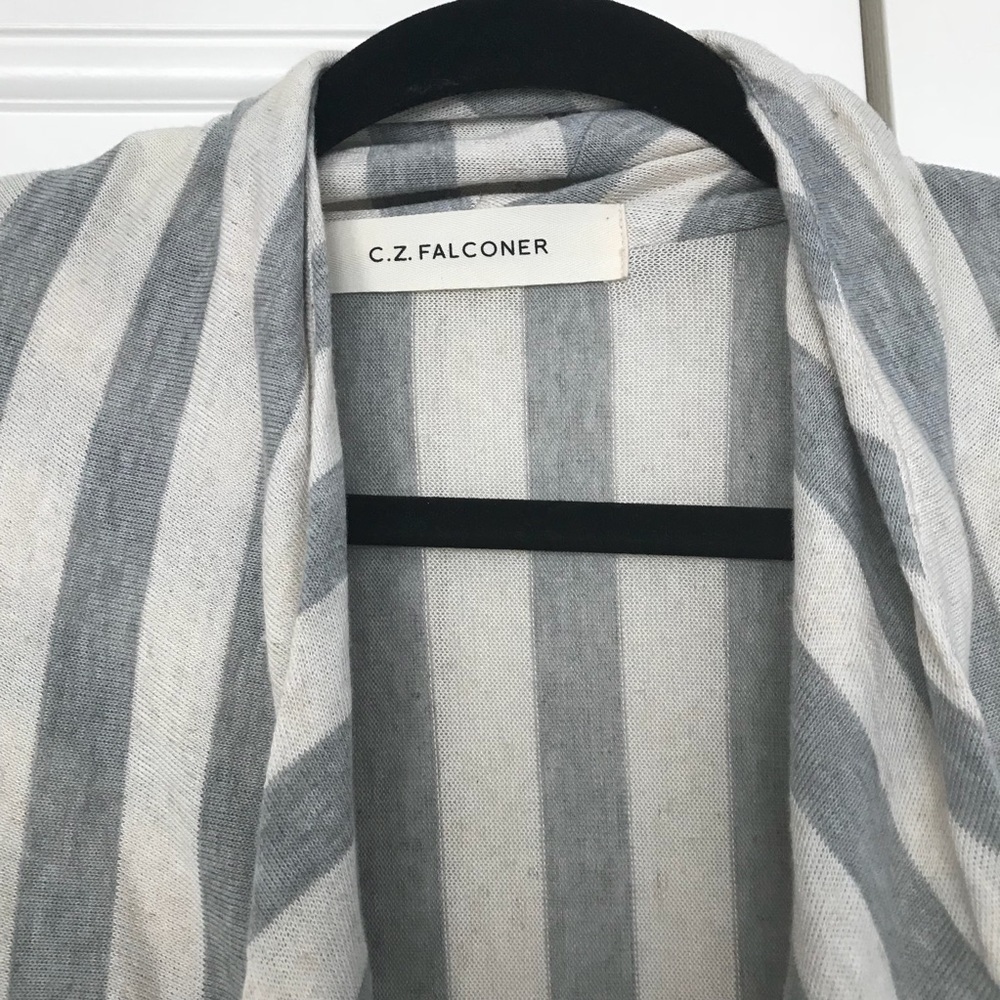 C.Z. Falconer Open Front Stripe Waterfall Cardigan - image 3